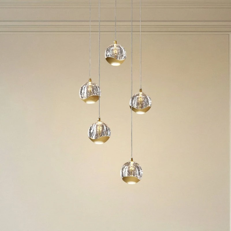 Lucande Hayley 5 Lampa Wisząca LED Clear/Gold Ø 30 cm