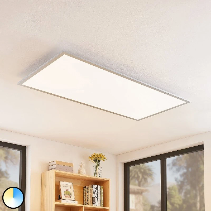 Lindby Zento LED Lampa Sufitowa CCT z Pilotem, Biało-Srebrna