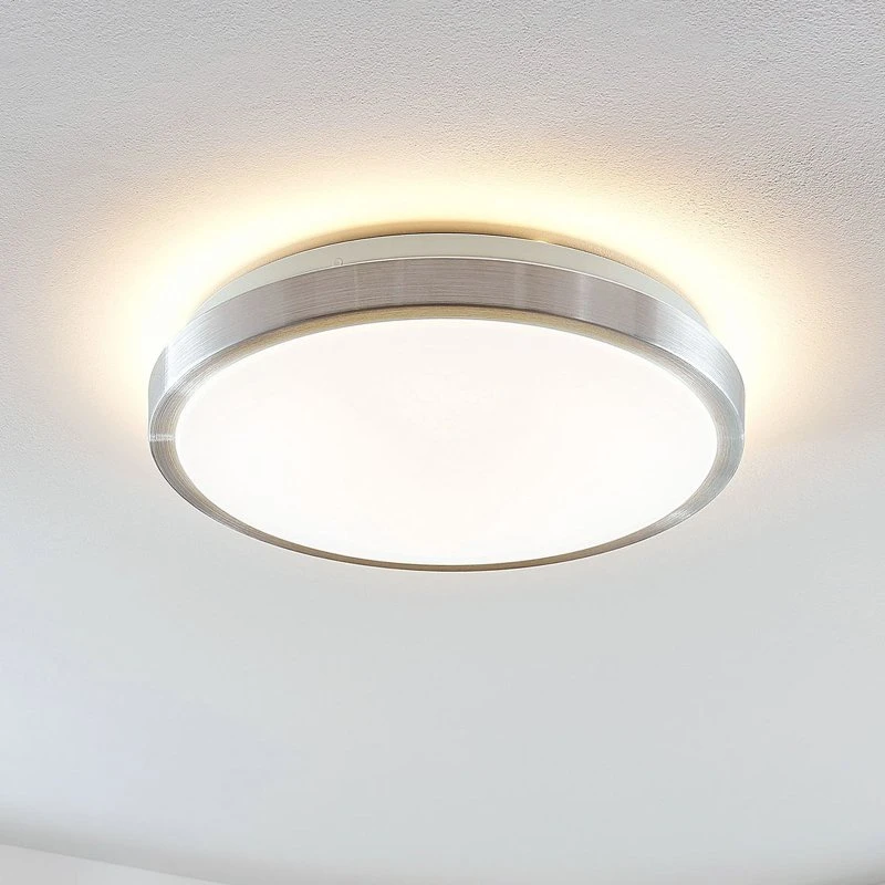 Lampa sufitowa LED Emelie Lindby, Ø 35 cm, aluminium, kolor srebrny