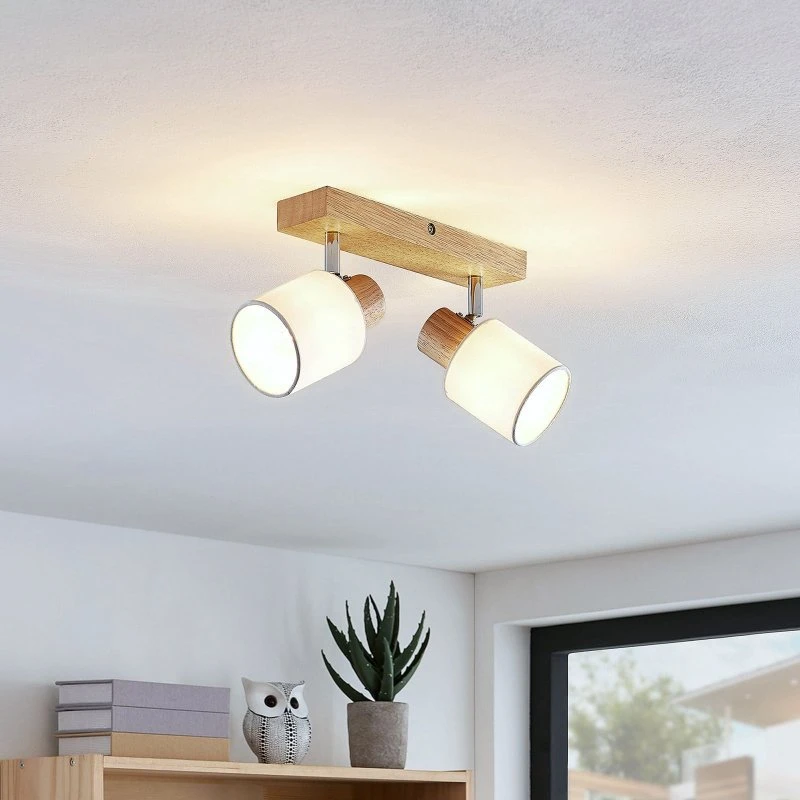 Lindby Wanessa 2 Lampa Sufitowa Wood/White, 39 cm