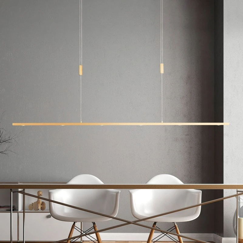 Lampa wisząca LED Quitani Tolu, 139 cm, mosiądz