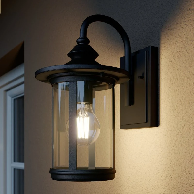 Lindby Zayn Lampa Ogrodowa Black/Clear - Kinkiet Zewnętrzny