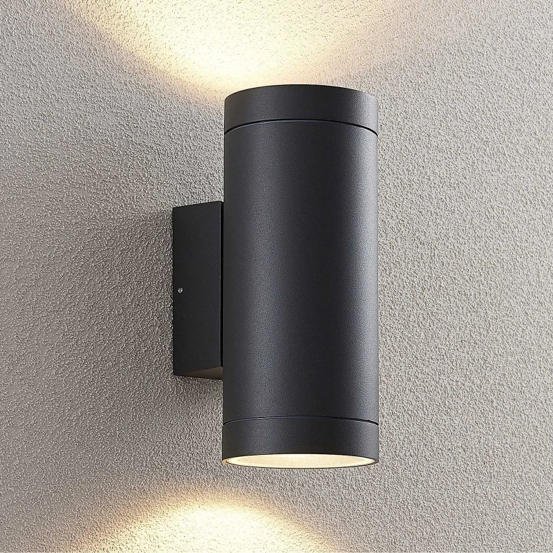 Lucande Thomke Zewnętrzna Lampa Ścienna Dark Grey - 2-punktowa