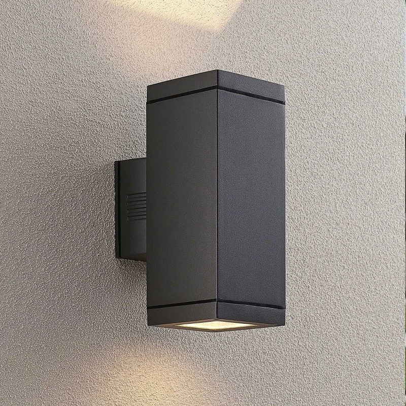Lucande Stani Kinkiet Zewnętrzny Dark Grey E27 - 2-punktowy
