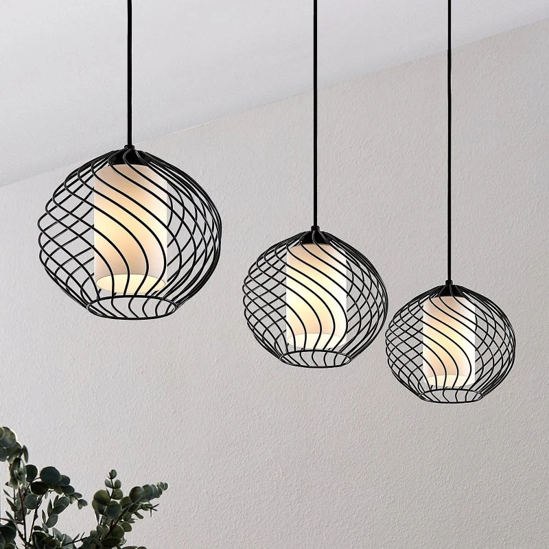 Lindby Cedrice Lampa Wisząca Black/White - 3-punktowa
