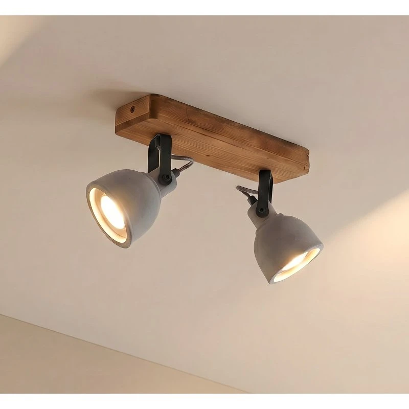 Lindby Mitis Mirka 2 Lampa Sufitowa Grey/Dark Wood