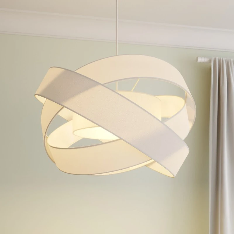 Lindby Simaria Lampa Wisząca Biała, Tekstylna, Ø 60 cm