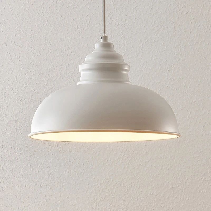 Lindby Cliona Lampa Wisząca Matt White, Metal, Ø 31 cm, E27