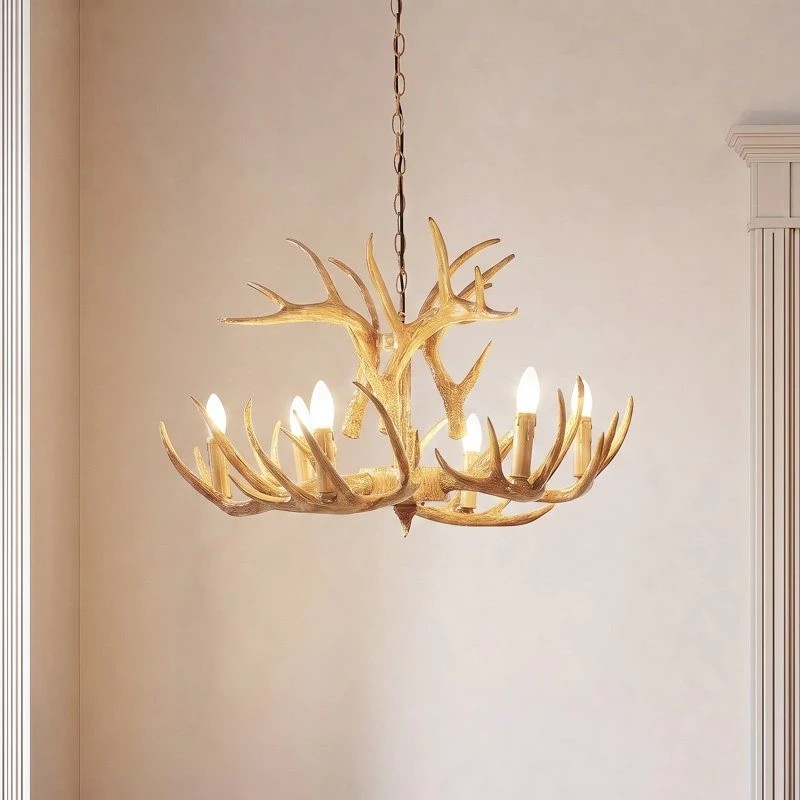 Lindby Fibi Lampa Wisząca Brown - Styl Rustykalny, Poroże