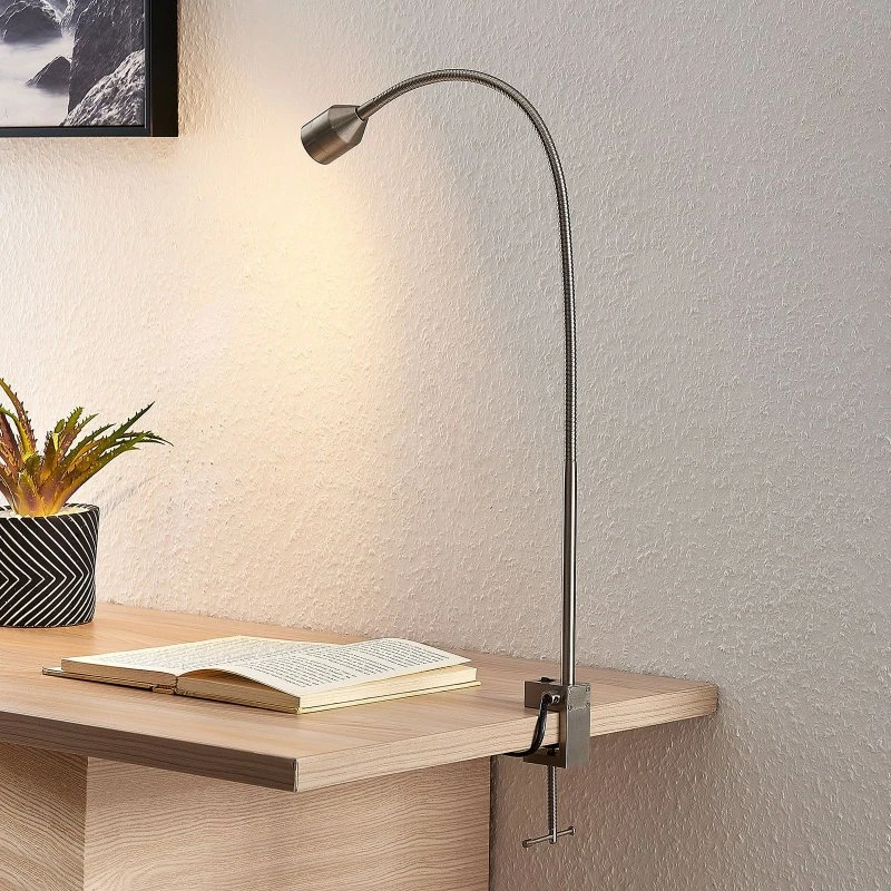 Hanilo LED Lampa Biurkowa z Klipsem Lindby, Nikiel