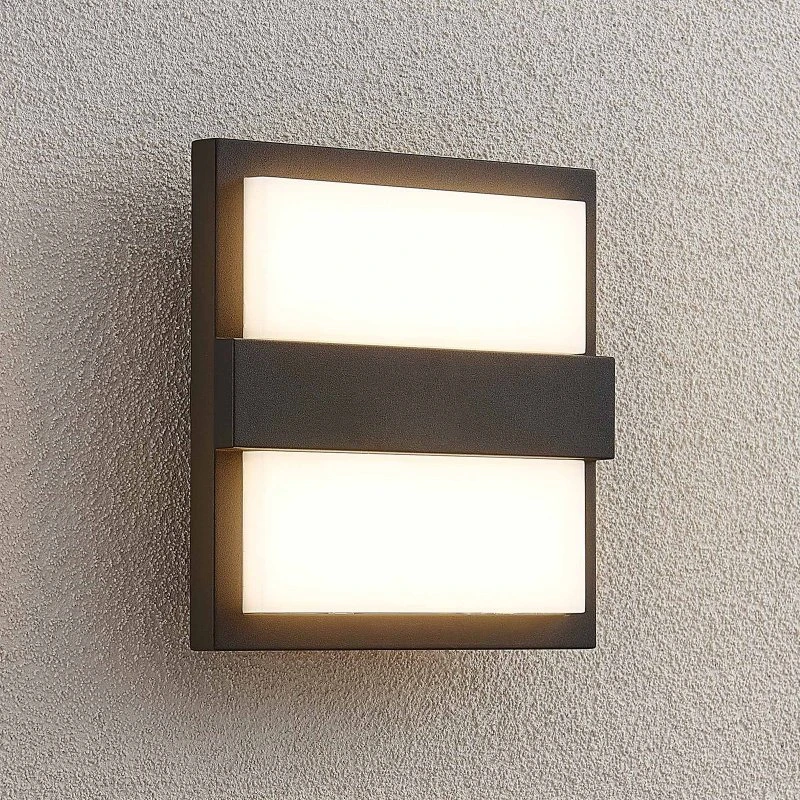 Lucande Gylfi Kinkiet Zewnętrzny LED 20 cm, Antracyt, Aluminium