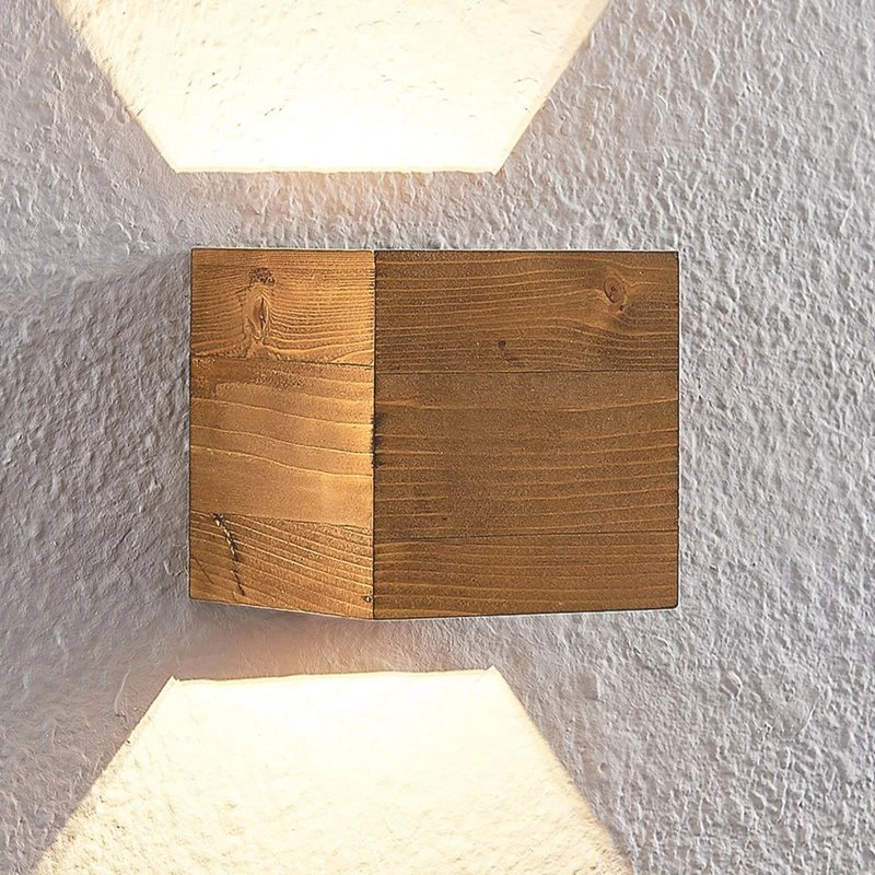 Lindby Benicio S Lampa Ścienna Wood/Nickel - Drewno i Nikiel
