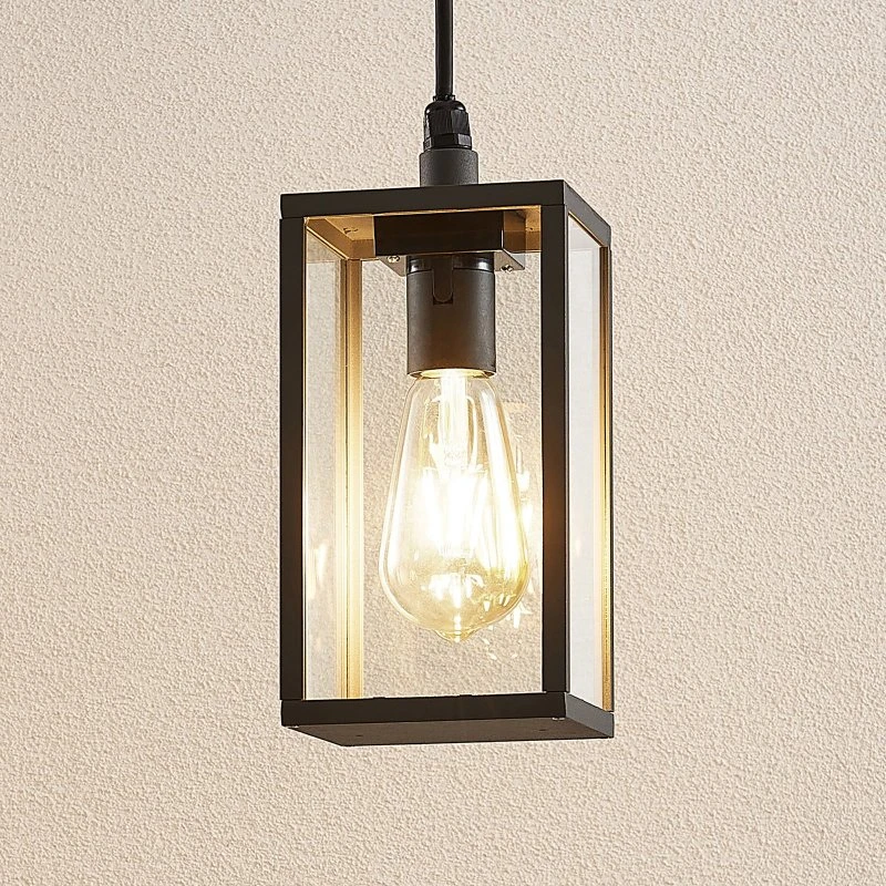Lindby Filimon Lampa Wisząca Zewnętrzna Dark Grey, 22 cm, IP44