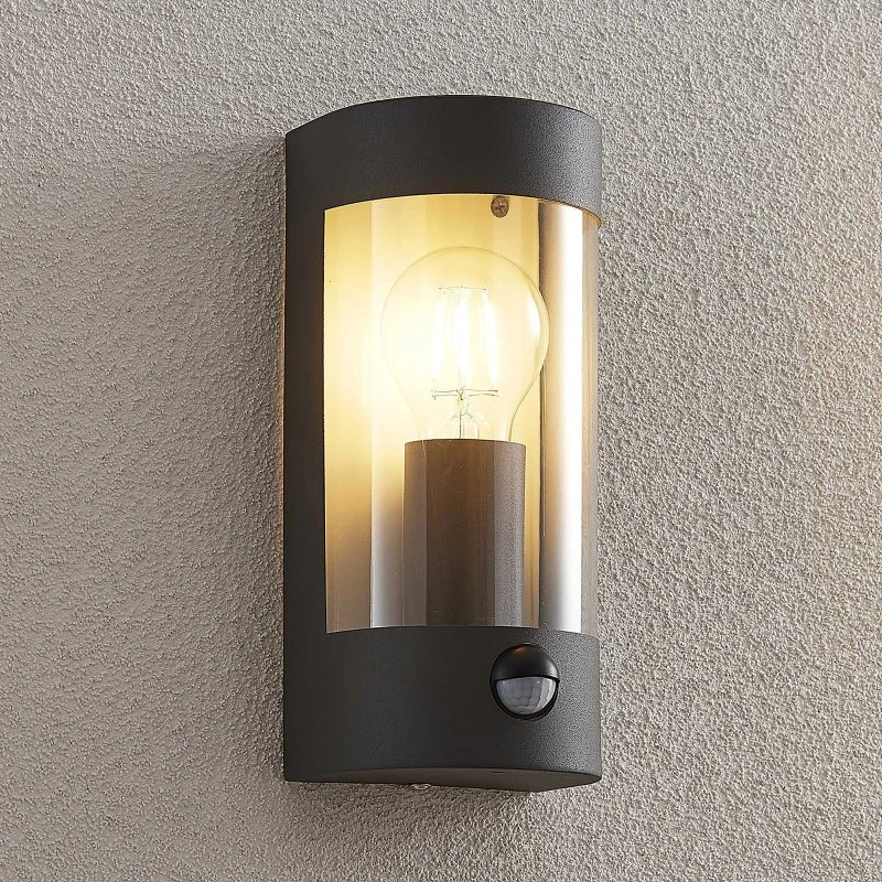 Lindby Junias Lampa Ogrodowa z Czujnikiem Ruchu, Antracyt