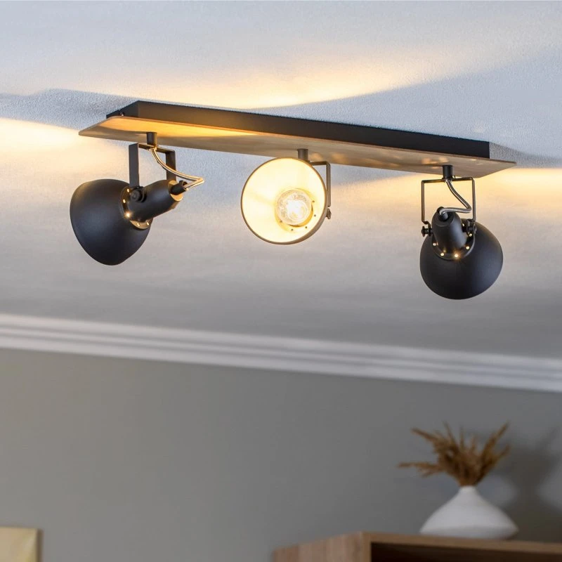 Lindby Aylis Lampa Sufitowa Black/Wood - Industrialna