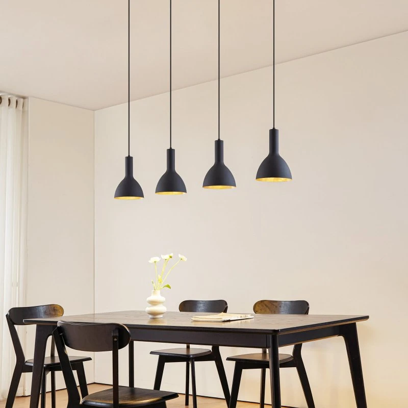 Arcchio Żyrandol Cosmina 4-punktowy, 120 cm, czarno-złoty