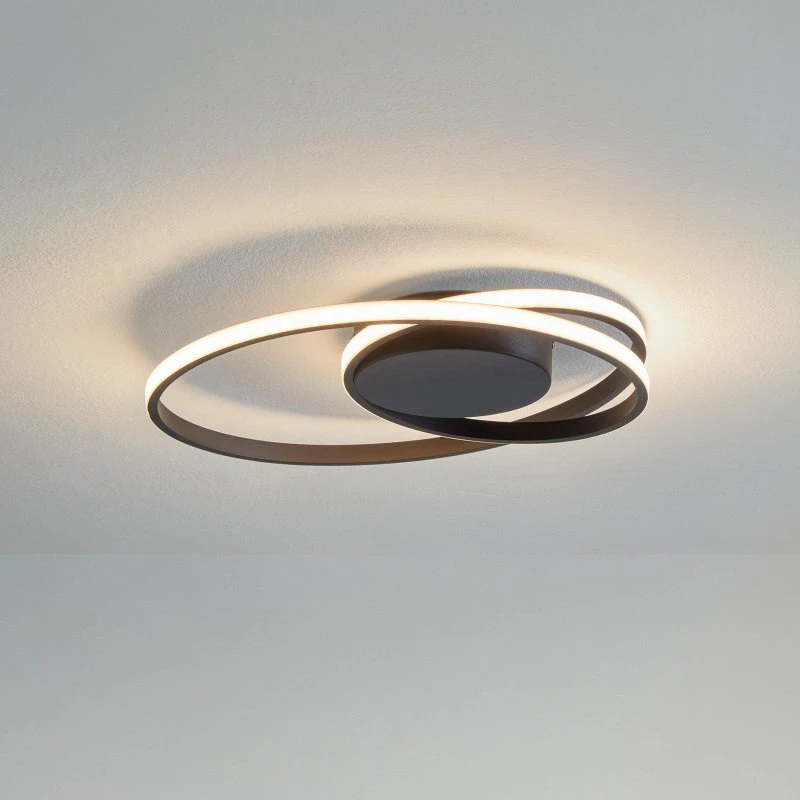 Lampa sufitowa LED Lindby Youna, czarna, 39 cm, ściemnialna