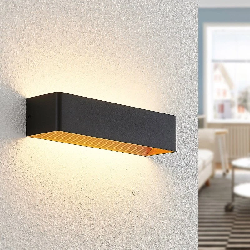 Arcchio Kinkiet LED Karam 37 cm – Czarny/Złoty, Up/Down