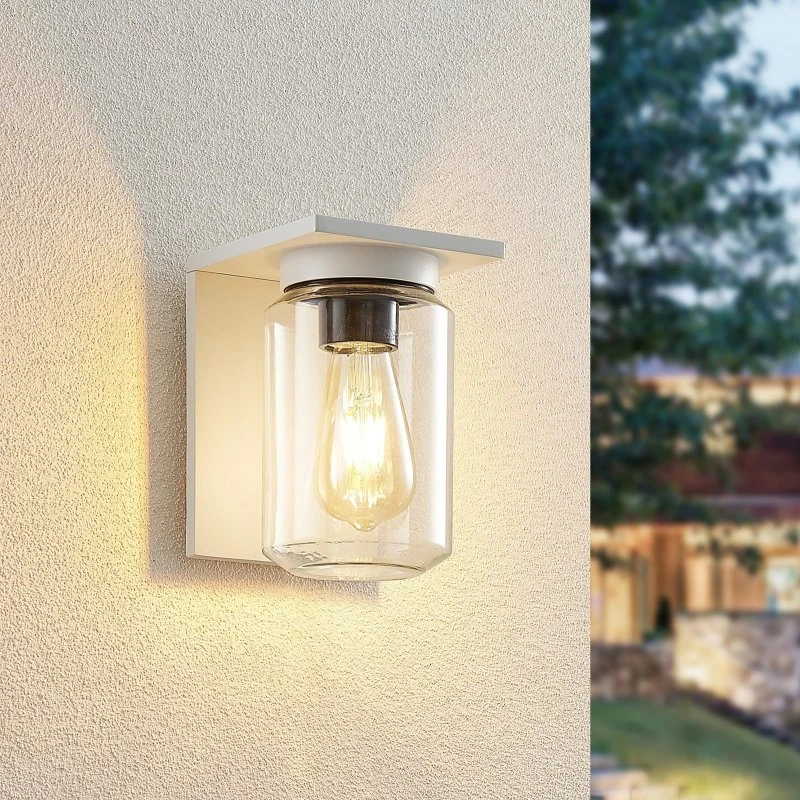 Lucande Lampa ścienna Semka - biała, aluminium i szkło, 20cm