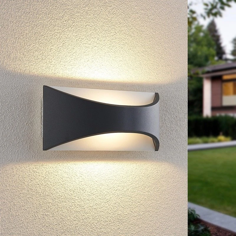 Lindby Mathea LED Kinkiet Ogrodowy 30 cm - Antracyt/Biały