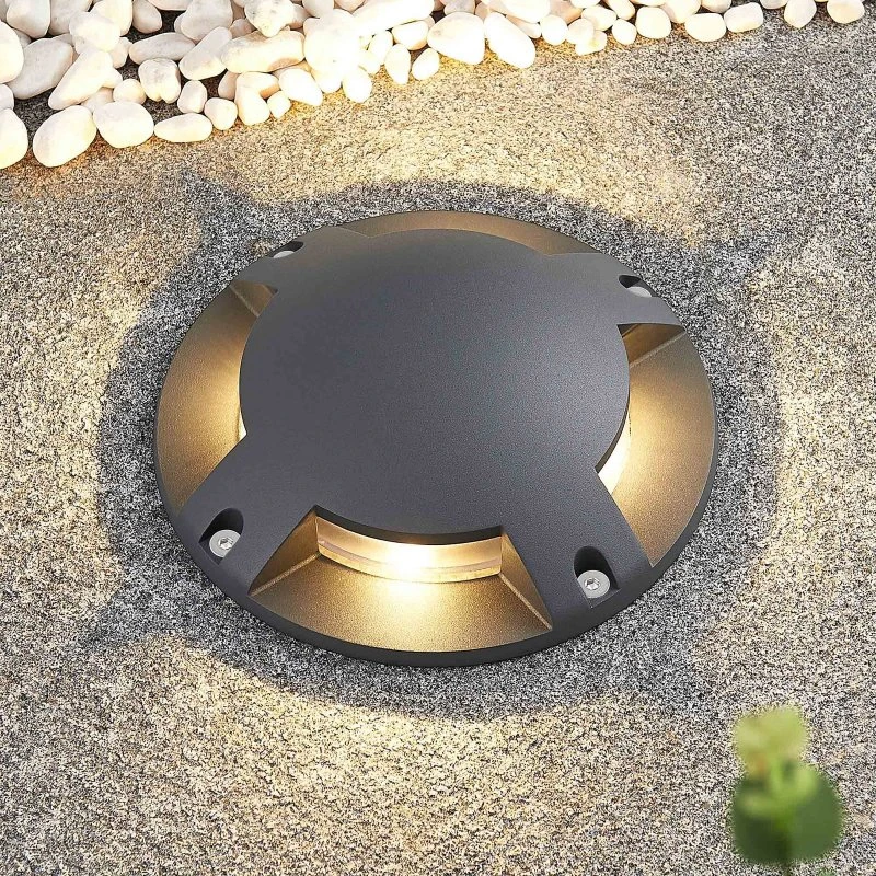 Lindby Cormac 4 LED Reflektor Podłogowy Dark Grey IP67