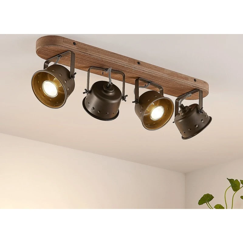 Lindby Rubinjo Lampa Sufitowa 4-punktowa Wood/Black
