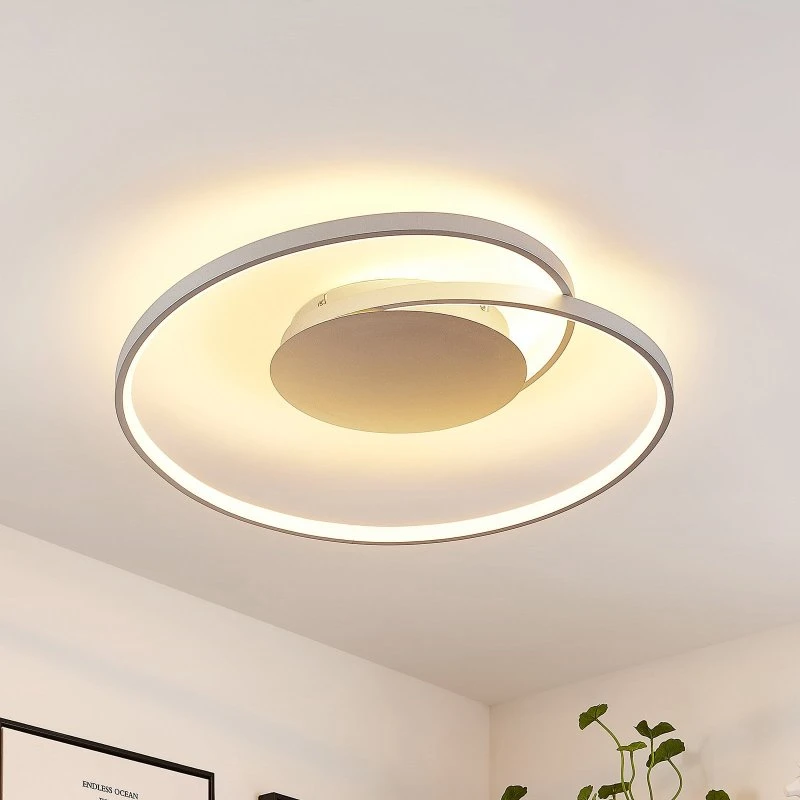 Lampa sufitowa LED Lucande Enesa 63 cm, srebrna, ściemniana, CCT