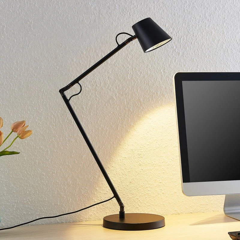 Lampa biurkowa LED Lucande Tarris, 46 cm, czarna