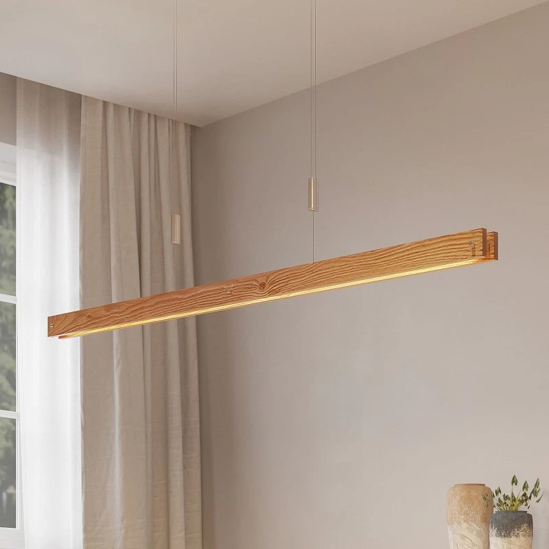 Lindby Alimara L138 Wood – Drewniana Lampa Wisząca LED
