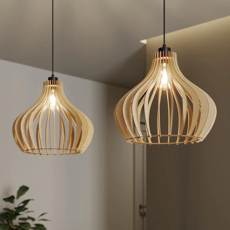 Lampa wisząca Envostar Faje - sklejka brzozowa, 2-punktowa