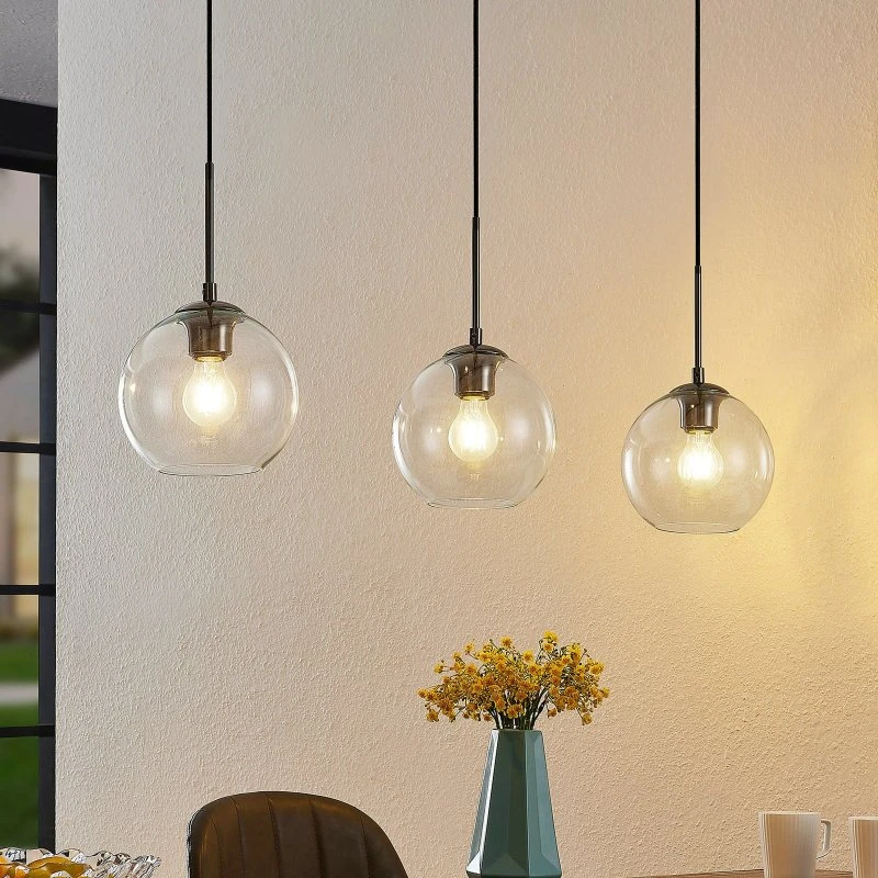 Lindby Firano Lampa wisząca 3-punktowa Clear/Metal 110 cm