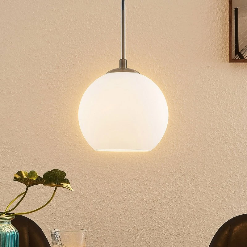 Lampa wisząca Lindby Jurian, nikiel/opalowe szkło