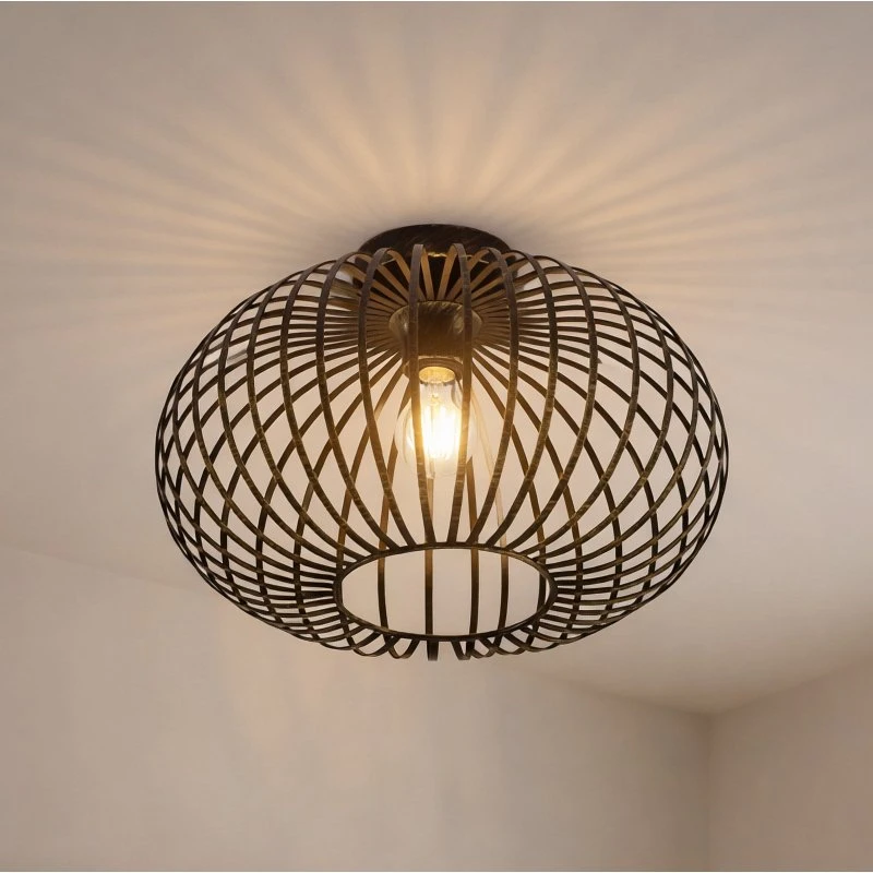 Lampa sufitowa Lindby Rosalea czarna/mosiężna, metal, 40 cm