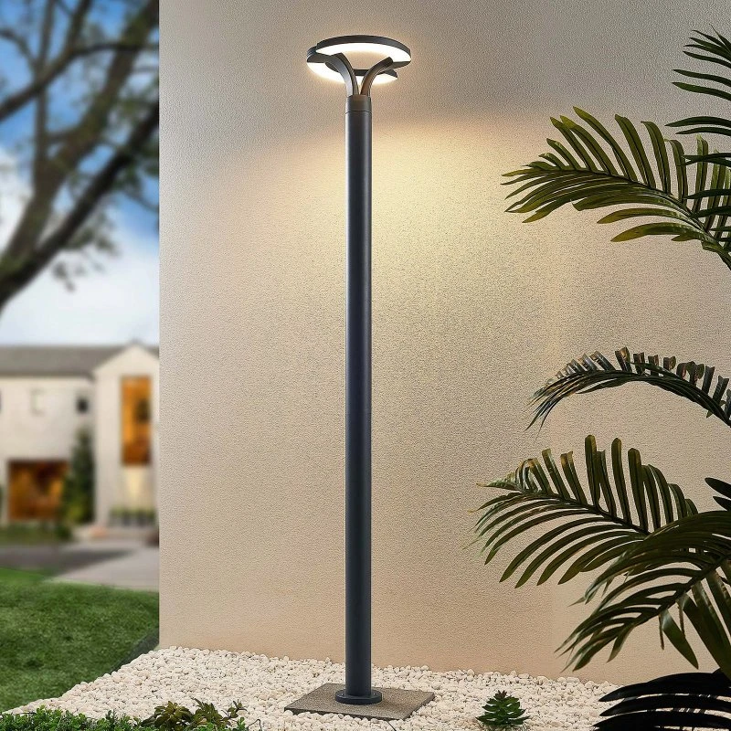 Lindby Keily Lampa Ogrodowa Circle Dark Grey - LED