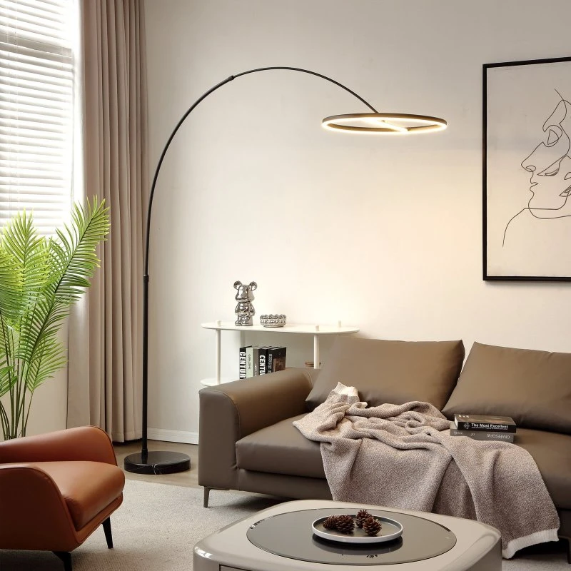 Lucande Virvera LED Lampa Podłogowa Łukowa, Czarna, Metal