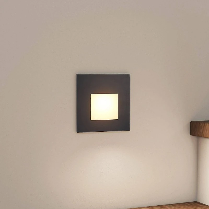 Arcchio Vexi Square LED Wbudowana Lampa Ścienna CCT Black 7,8x7,8cm
