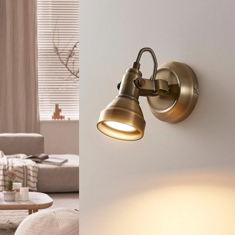 Lindby Perseas Lampa Ścienna LED Antyczny Mosiądz GU10