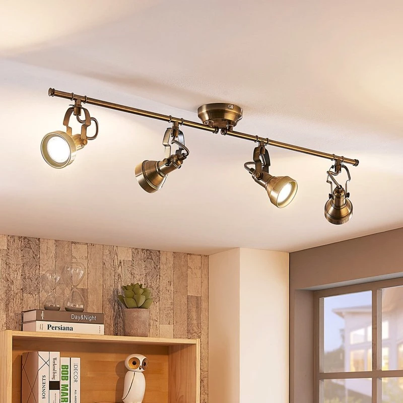 Lindby Perseas Lampa sufitowa 78 cm, postarzany mosiądz, GU10