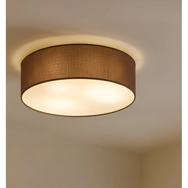 Lampa sufitowa Lindby Sebatin Ø 40 cm, brązowa, tkanina, E27