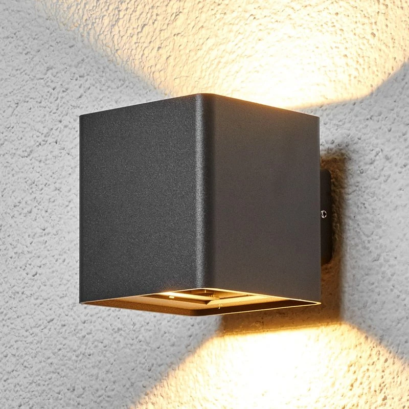 Lucande kinkiet zewnętrzny LED Aaron, antracyt, IP54, góra/dół