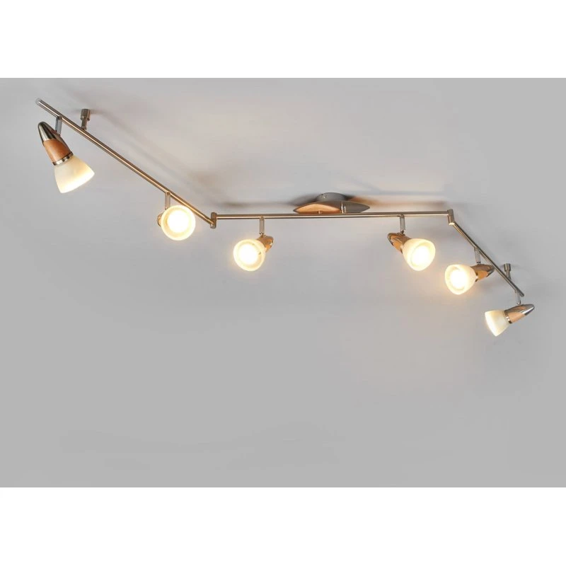 Lindby Marena Lampa Sufitowa 6-punktowa White/Nickel/Wood