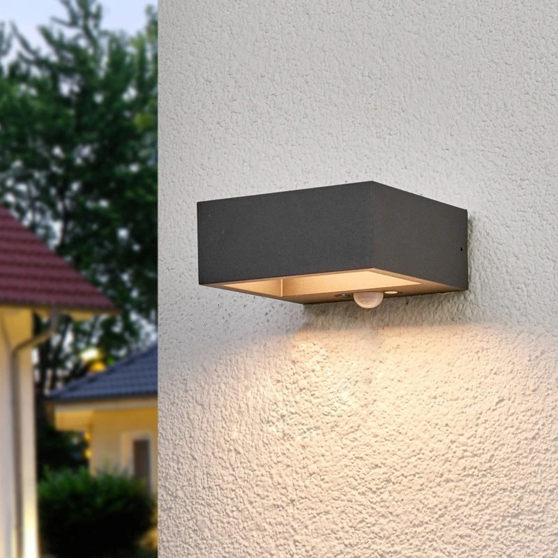 Lucande Mahra LED Lampa Solarna Ścienna Antracyt z Czujnikiem