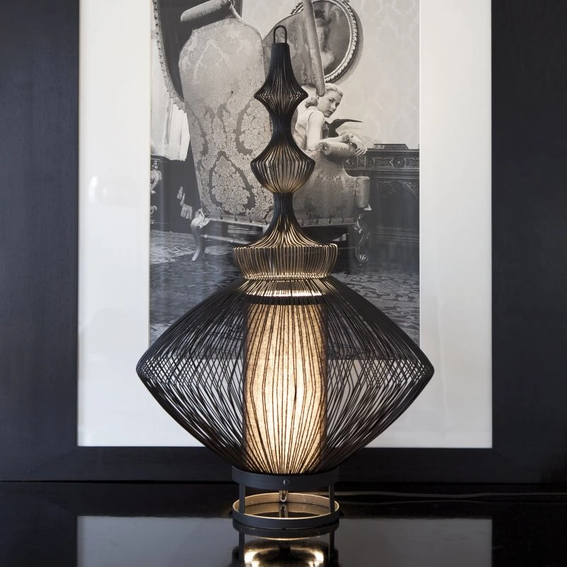 Lampa stołowa Forestier Opium, czarna