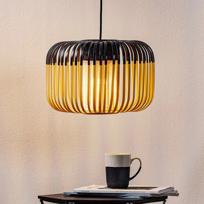 Lampa wisząca Forestier Bamboo S Black - bambusowa, Ø 35 cm