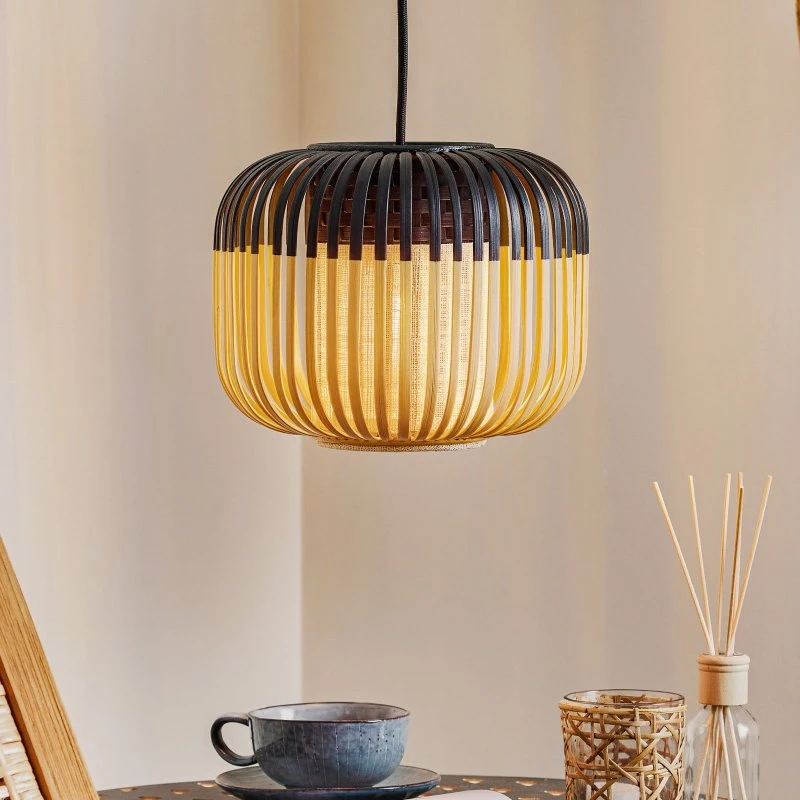 Lampa wisząca Forestier Bamboo XS Black, Ø 27 cm