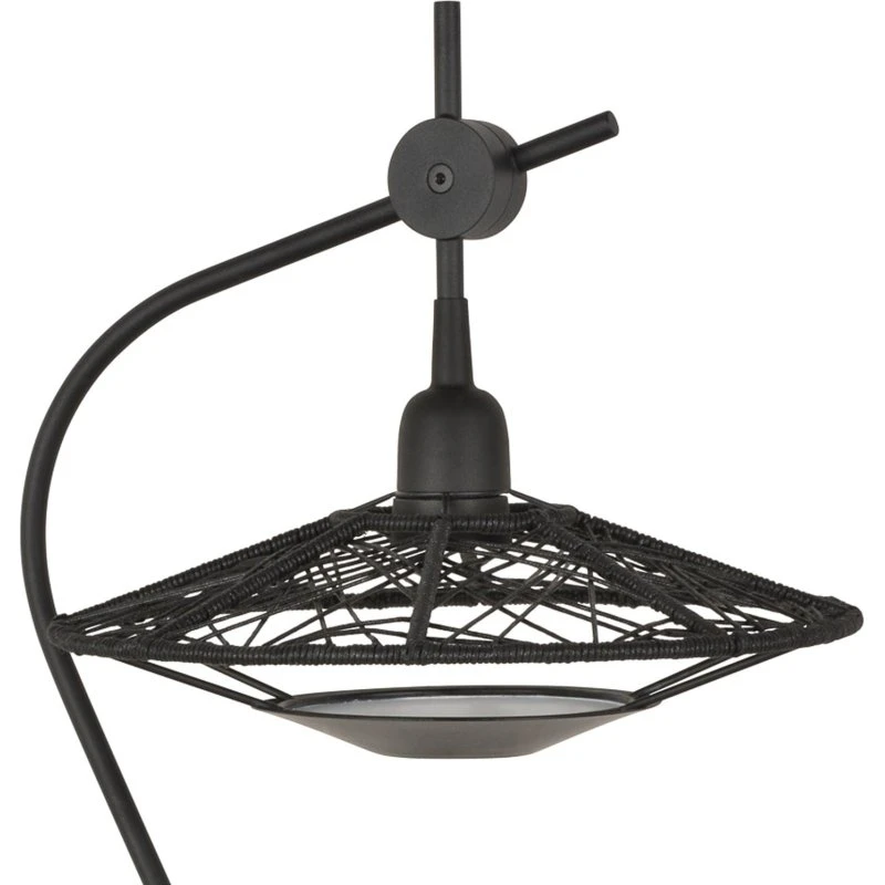Lampa stołowa Forestier Carpa, czarna, z kloszem z bawełny
