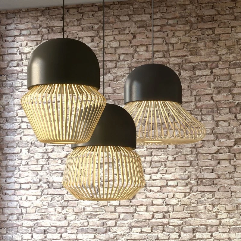 Lampa wisząca Forestier Anemos M Anthracite - bambusowa