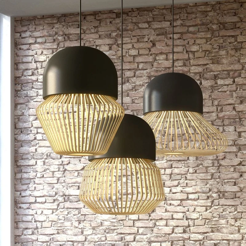 Forestier Anemos L Lampa wisząca bambusowa Antracyt