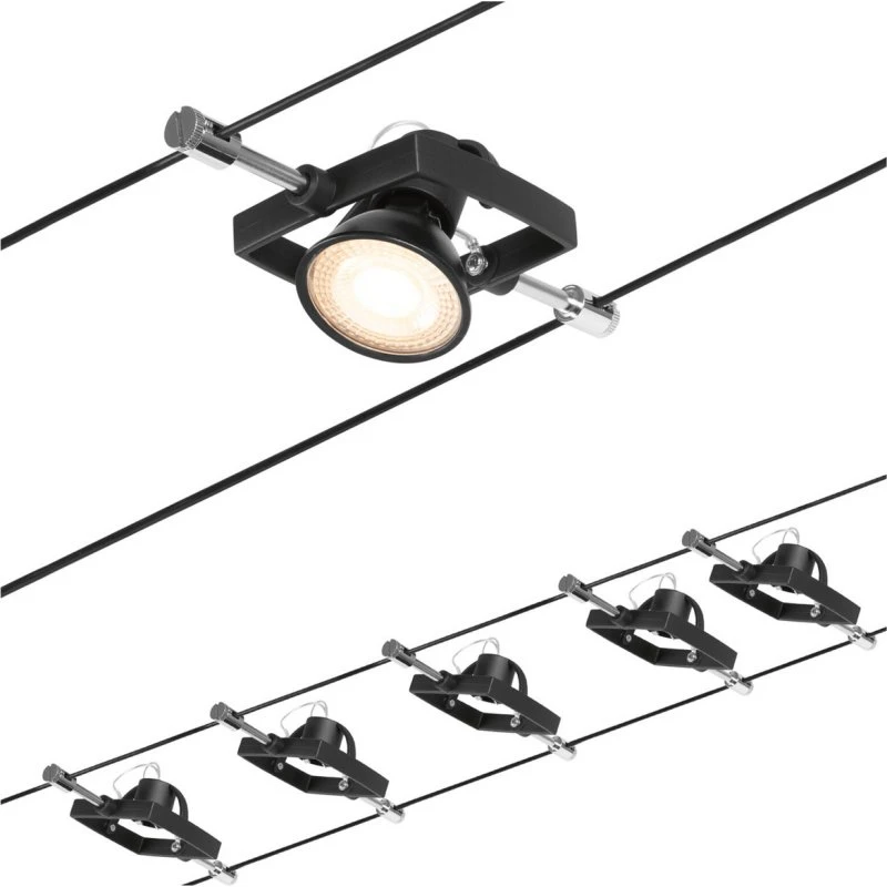 Paulmann Wire Mac II - System linkowy 5-punktowy, 5 m, czarny
