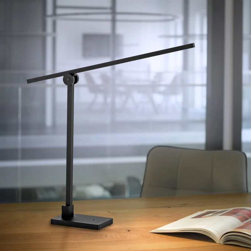 Lampa stołowa LED PURE Grafo – czarna, ze ściemniaczem sensorycznym